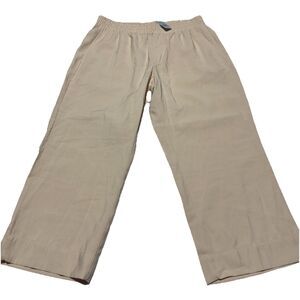 Ann Taylor Factory Slim Wide Leg Crop Pants Size M P High Rise Beige Pull On NWT